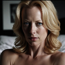 Alison Eastwood portrait, 35 years old, lofty, bedroom