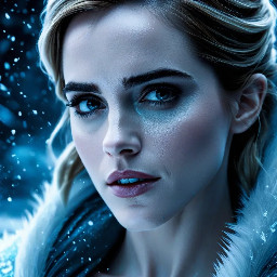 Photo of Emma Watson as Elsa from Frozen