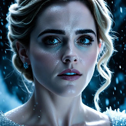 Photo of Emma Watson as Elsa from Frozen